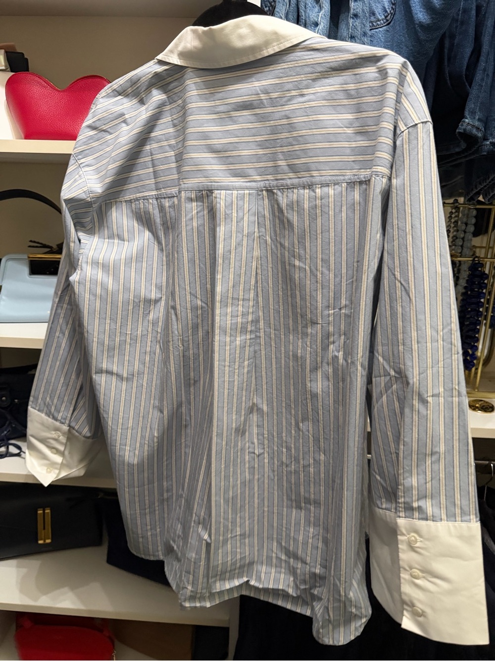 Sezane Bilma Blue and White Striped Button-Down Shirt - Picture 2 of 4